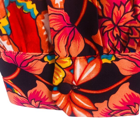 New Loft Womens High Low Blouse Sz Large Long Sleeve Vibrant Floral Print NWT - Picture 8 of 13